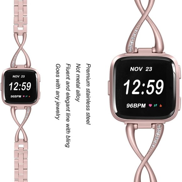 Fitbit Versa / Versa 2 Rose Gold Rhinestone Band - Picture 4 of 4